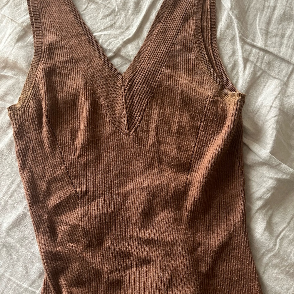 RW&CO. Brown Ribbed Tank Top